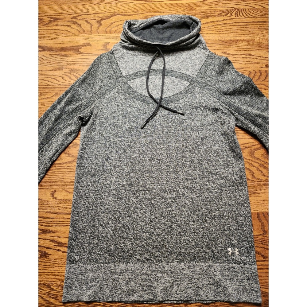 Women's Under Armour Heat Gear Threadborne Cowl Neck Shirt Size MED Heather Gray